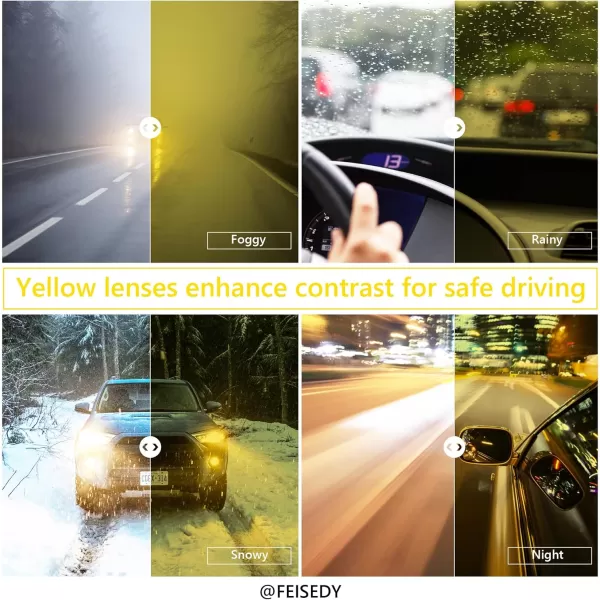 FEISEDY Night Vision Driving Glasses Yellow Lens Reduce Glare Safety Driving Sunglasses B0089Floral Frame