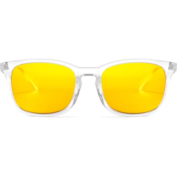 FEISEDY Night Vision Driving Glasses Yellow Lens Reduce Glare Safety Driving Sunglasses B0089Transparent Frame