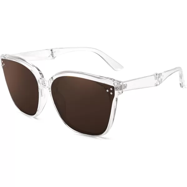 FEISEDY Oversized Square Foldable Sunglasses Easy Carry Folding Ultralight with Glasses Case UV Protection B2955Transparent Frame  Silver Lens