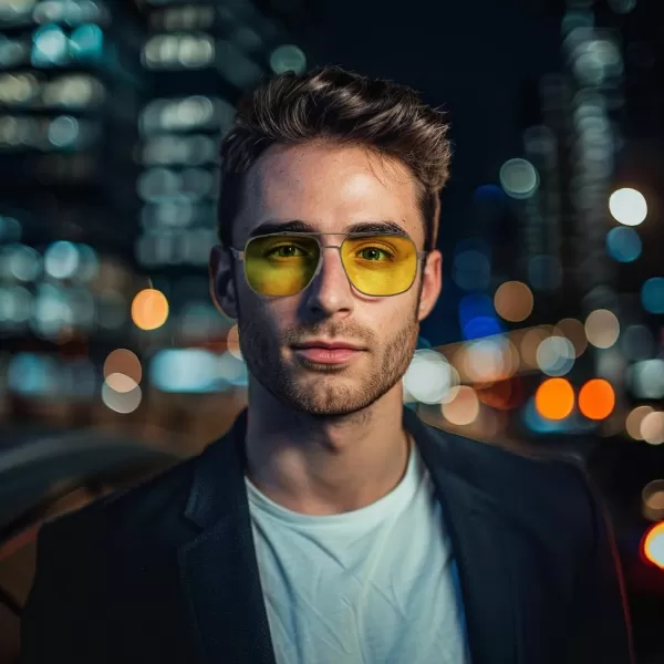 FEISEDY Polarized Aviator Photochromic Sunglasses Men Women for Day and Night Driving Metal Frame B0172Gun Greyyellow