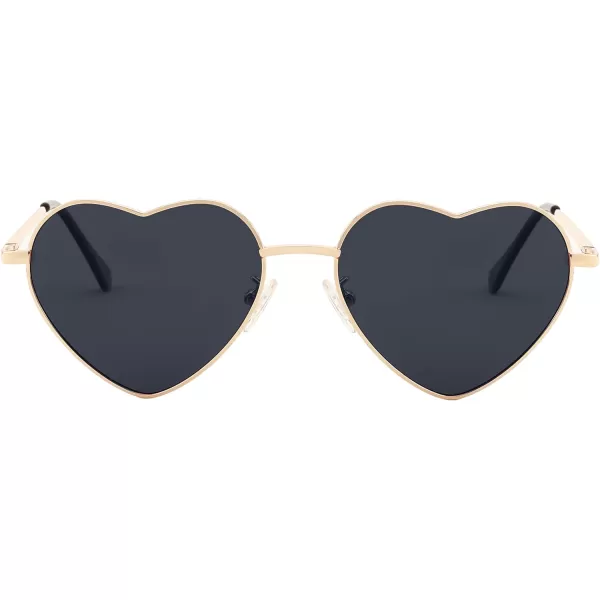 FEISEDY Polarized Heart Sunglasses Women Men Metal Frame Cute Lovely Glasses UV400 Protection B2375002 Gold FrameGray Lens