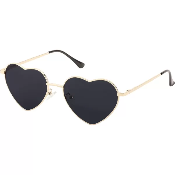 FEISEDY Polarized Heart Sunglasses Women Men Metal Frame Cute Lovely Glasses UV400 Protection B2375002 Gold FrameGray Lens