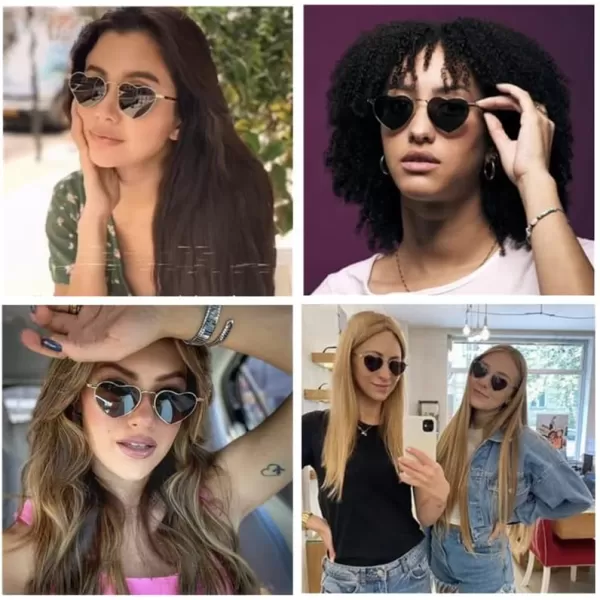 FEISEDY Polarized Heart Sunglasses Women Men Metal Frame Cute Lovely Glasses UV400 Protection B2375002 Gold FrameGray Lens