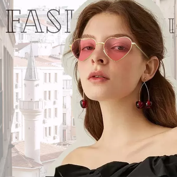FEISEDY Polarized Heart Sunglasses Women Men Metal Frame Cute Lovely Glasses UV400 Protection B2375002 Gold FrameGray Lens
