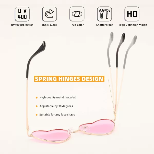 FEISEDY Polarized Heart Sunglasses Women Men Metal Frame Cute Lovely Glasses UV400 Protection B2375003 Gold FramePink Lens