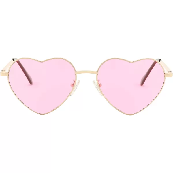 FEISEDY Polarized Heart Sunglasses Women Men Metal Frame Cute Lovely Glasses UV400 Protection B2375003 Gold FramePink Lens