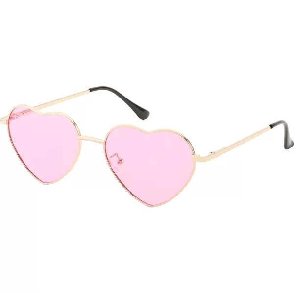 FEISEDY Polarized Heart Sunglasses Women Men Metal Frame Cute Lovely Glasses UV400 Protection B2375003 Gold FramePink Lens