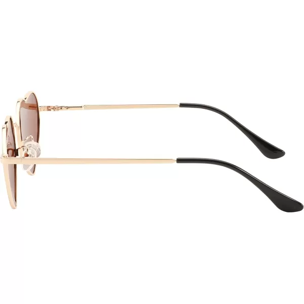 FEISEDY Polarized Heart Sunglasses Women Men Metal Frame Cute Lovely Glasses UV400 Protection B2375004 Gold FrameBrown Lens