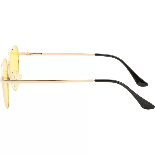 FEISEDY Polarized Heart Sunglasses Women Men Metal Frame Cute Lovely Glasses UV400 Protection B2375005 Gold FrameYellow Lens