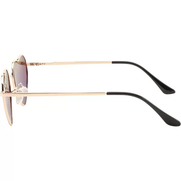 FEISEDY Polarized Heart Sunglasses Women Men Metal Frame Cute Lovely Glasses UV400 Protection B2375007 Gold FrameRainbow Lens