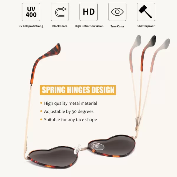 FEISEDY Polarized Heart Sunglasses Women Men Metal Frame Cute Lovely Glasses UV400 Protection B2375012 Gold FrameDark Brown Lens