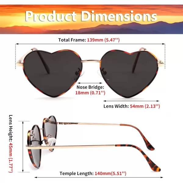 FEISEDY Polarized Heart Sunglasses Women Men Metal Frame Cute Lovely Glasses UV400 Protection B2375012 Gold FrameDark Brown Lens
