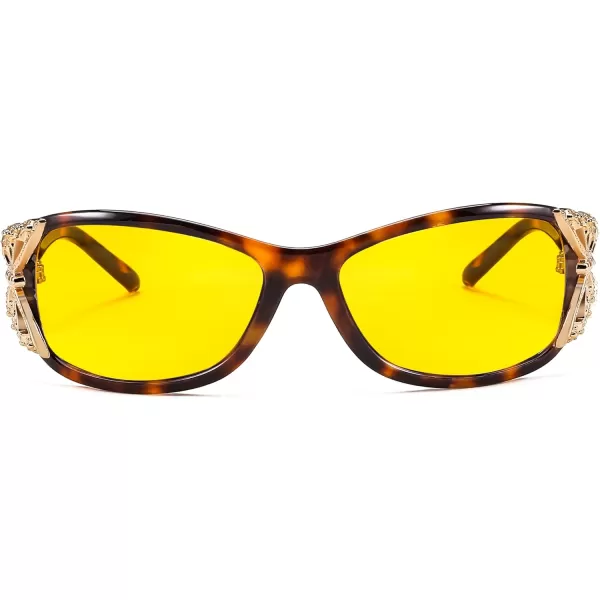 FEISEDY Polarized Night Vision Glasses for Women Yellow Lens Anti Glare Safety Driving UV Protection B0103Leopard