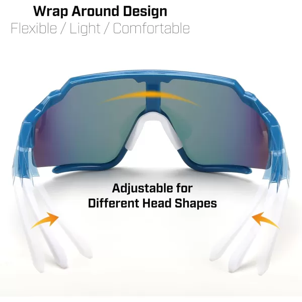 FEISEDY Polarized Sports Sunglasses for Men Women Baseball Cycling Fishing Sunglasses UV400 Protection B0134Blue Frame Purple Mirrored Lens