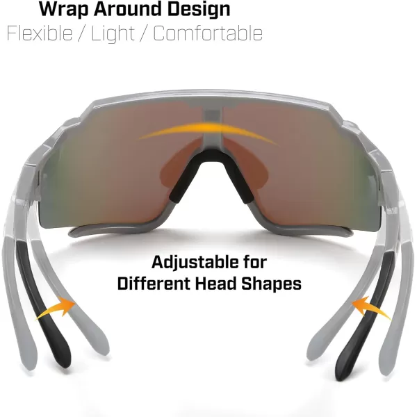 FEISEDY Polarized Sports Sunglasses for Men Women Baseball Cycling Fishing Sunglasses UV400 Protection B0134Grey Frame Light Blue Mirrored Lens