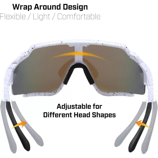 FEISEDY Polarized Sports Sunglasses for Men Women Baseball Cycling Fishing Sunglasses UV400 Protection B0134White Frame Blue Mirrored Lens