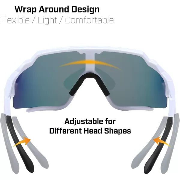FEISEDY Polarized Sports Sunglasses for Men Women Baseball Cycling Fishing Sunglasses UV400 Protection B0134White Frame Red Mirrored Lens