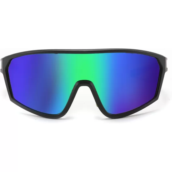 FEISEDY Polarized Sports Sunglasses for Men Women Cycling Running Fishing Tac Glasses UV400 Protection B1125Black Frame  Green Mirror Lens