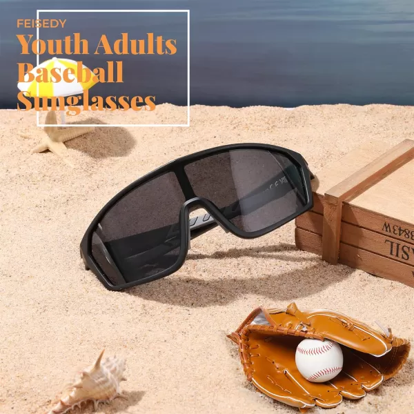 FEISEDY Polarized Sports Sunglasses for Men Women Cycling Running Fishing Tac Glasses UV400 Protection B1125Black Frame  Grey Lens