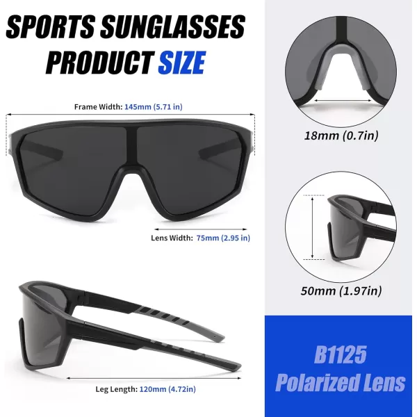 FEISEDY Polarized Sports Sunglasses for Men Women Cycling Running Fishing Tac Glasses UV400 Protection B1125Black Frame  Grey Lens