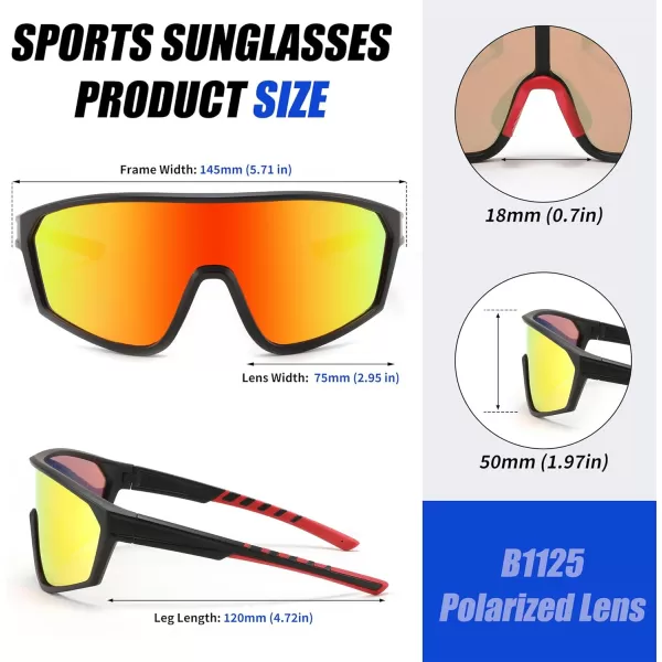 FEISEDY Polarized Sports Sunglasses for Men Women Cycling Running Fishing Tac Glasses UV400 Protection B1125Black Frame  Red Mirror Lens