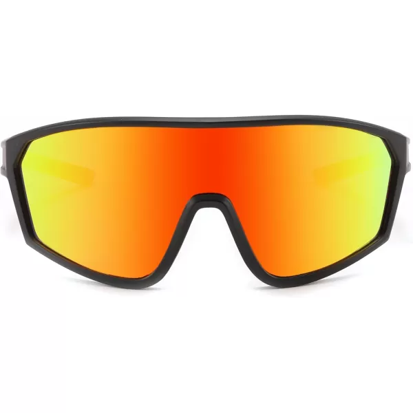 FEISEDY Polarized Sports Sunglasses for Men Women Cycling Running Fishing Tac Glasses UV400 Protection B1125Black Frame  Red Mirror Lens