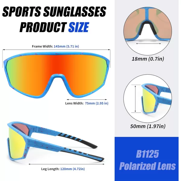 FEISEDY Polarized Sports Sunglasses for Men Women Cycling Running Fishing Tac Glasses UV400 Protection B1125Blue Frame  Red Mirror Lens