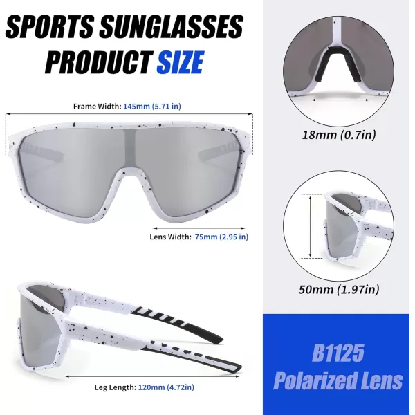 FEISEDY Polarized Sports Sunglasses for Men Women Cycling Running Fishing Tac Glasses UV400 Protection B1125White Frame  White Mirror Lens