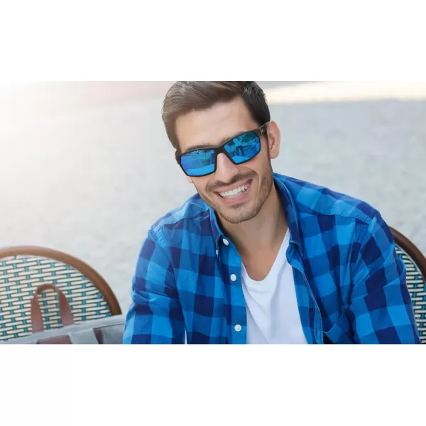 FEISEDY Polarized Sports Sunglasses for Men Women Youth Baseball Cycling Running Glasses UV400 Protection B0135Black Frame  Blue Mirror Lens