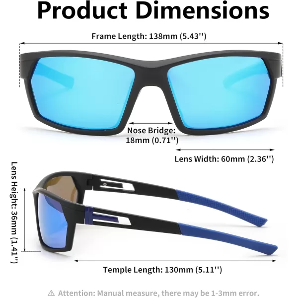 FEISEDY Polarized Sports Sunglasses for Men Women Youth Baseball Cycling Running Glasses UV400 Protection B0135Black Frame  Blue Mirror Lens