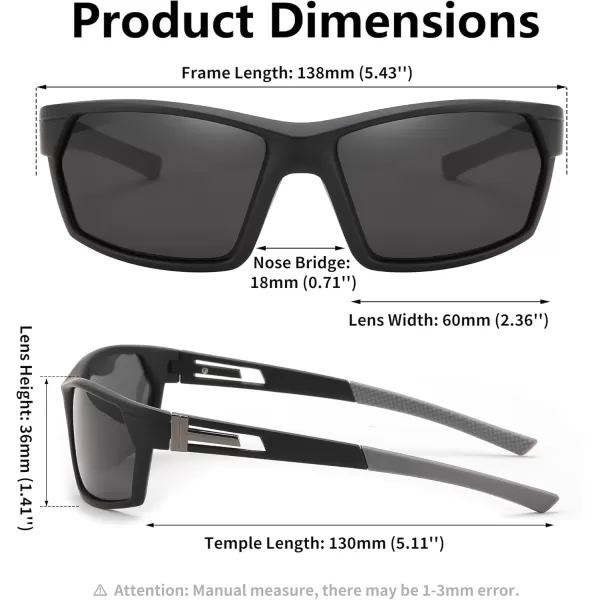 FEISEDY Polarized Sports Sunglasses for Men Women Youth Baseball Cycling Running Glasses UV400 Protection B0135Black Frame  Grey Lens