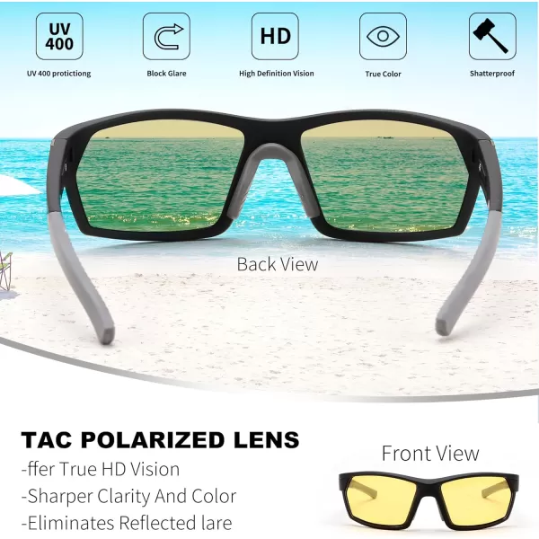 FEISEDY Polarized Sports Sunglasses for Men Women Youth Baseball Cycling Running Glasses UV400 Protection B0135Black Frame  Yellow Lens