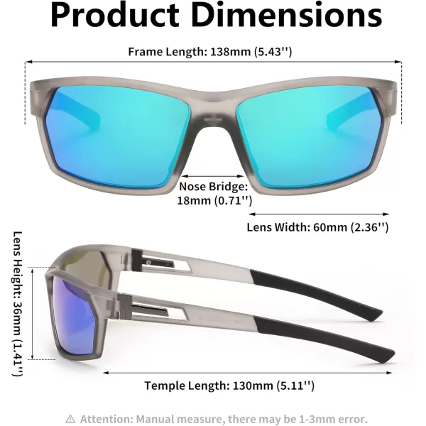 FEISEDY Polarized Sports Sunglasses for Men Women Youth Baseball Cycling Running Glasses UV400 Protection B0135Grey Frame  Green Mirror Lens