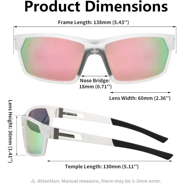 FEISEDY Polarized Sports Sunglasses for Men Women Youth Baseball Cycling Running Glasses UV400 Protection B0135Transparent Frame  Pink Mirror Lens