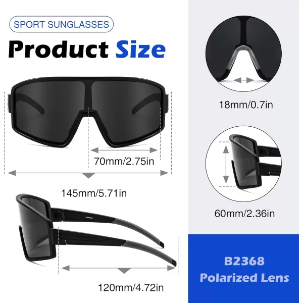 FEISEDY Polarized Sports Sunglasses for Men Women Youth Cycling Glasses Baseball Softball Sunglasses B2368Black Frame Grey Lens