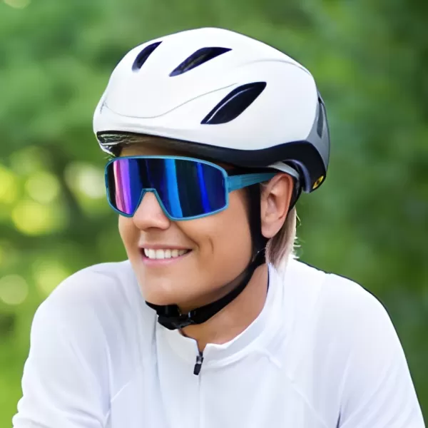 FEISEDY Polarized Sports Sunglasses for Men Women Youth Cycling Glasses Baseball Softball Sunglasses B2368Blue Frame Blue Mirror Lens