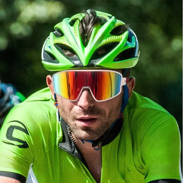 FEISEDY Polarized Sports Sunglasses for Men Women Youth Cycling Glasses Baseball Softball Sunglasses B2368Transparent Frame Red Mirror Lens