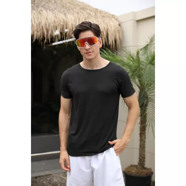 FEISEDY Polarized Sports Sunglasses for Men Women Youth Cycling Glasses Baseball Softball Sunglasses B2368Transparent Frame Red Mirror Lens