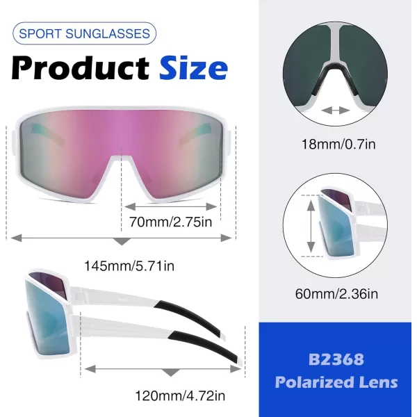 FEISEDY Polarized Sports Sunglasses for Men Women Youth Cycling Glasses Baseball Softball Sunglasses B2368White Frame Pink Mirror Lens