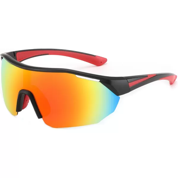 FEISEDY Polarized Sunglasses Baseball Lightweight Frame Men Women Sports Cycling Sun Glasses for MTB UV400 Protection B0056002  Black Red