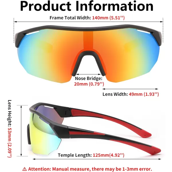 FEISEDY Polarized Sunglasses Baseball Lightweight Frame Men Women Sports Cycling Sun Glasses for MTB UV400 Protection B0056002  Black Red