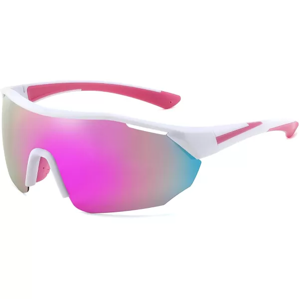 FEISEDY Polarized Sunglasses Baseball Lightweight Frame Men Women Sports Cycling Sun Glasses for MTB UV400 Protection B0056003  White Pink