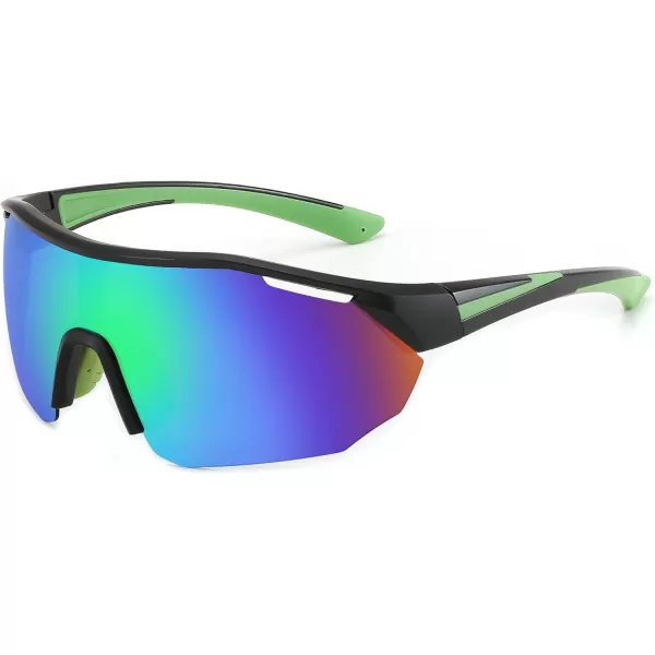 FEISEDY Polarized Sunglasses Baseball Lightweight Frame Men Women Sports Cycling Sun Glasses for MTB UV400 Protection B0056004  Black Green