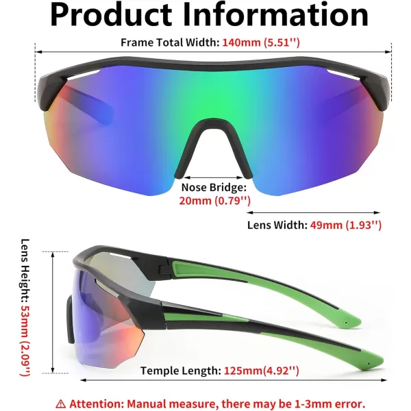 FEISEDY Polarized Sunglasses Baseball Lightweight Frame Men Women Sports Cycling Sun Glasses for MTB UV400 Protection B0056004  Black Green