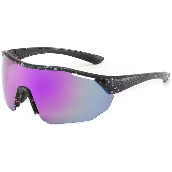 FEISEDY Polarized Sunglasses Baseball Lightweight Frame Men Women Sports Cycling Sun Glasses for MTB UV400 Protection B0056005  Black Purple