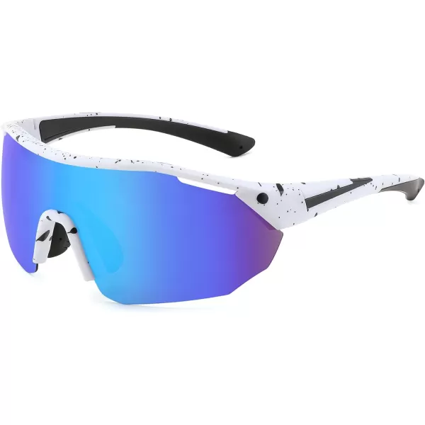 FEISEDY Polarized Sunglasses Baseball Lightweight Frame Men Women Sports Cycling Sun Glasses for MTB UV400 Protection B0056007  White Blue