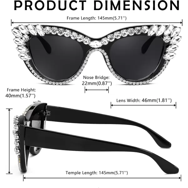 FEISEDY Retro Cat Eye Women Sunglasses Crystal Rhinestone Sparkling Bejewelled Vintage Sunnies B4075Clear White