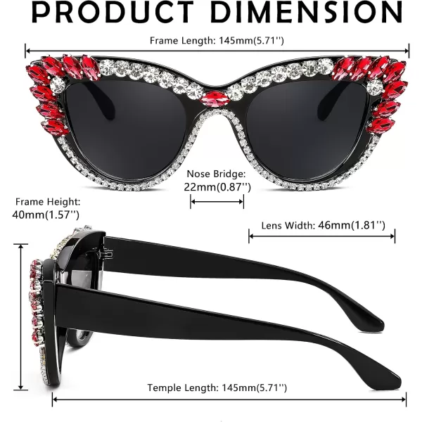 FEISEDY Retro Cat Eye Women Sunglasses Crystal Rhinestone Sparkling Bejewelled Vintage Sunnies B4075Red