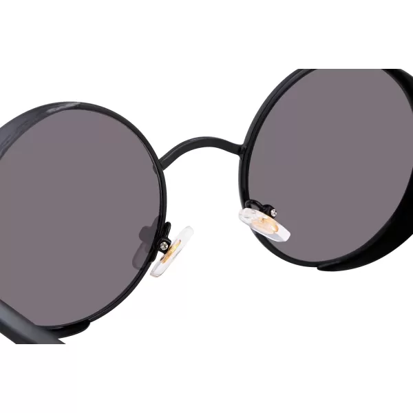 FEISEDY Retro Gothic Steampunk Sunglasses Round Metal Frame Punk Circle Inspired Shade Men B1857BlackGrey