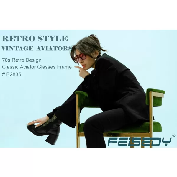 FEISEDY Retro Square Aviator Sunglasses Women Men 70s Vintage Trendy Plastic Frame Sun Glasses B2835002 Black FrameOrange Gradient Lens